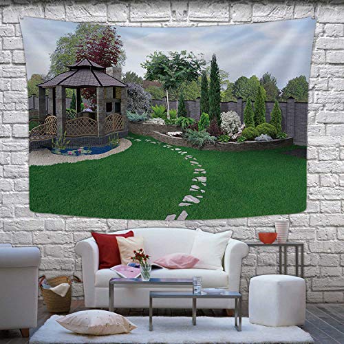 Hitecera Alfresco Living Area Tapestry Wall Hanging3D Render Wall Art for Bedroom Decor905W x 591H