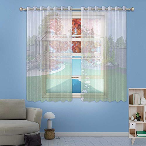 MOOCOM Alfresco Living Area Sheer Curtain Panels3D Render for Living RoomW76in x H63in
