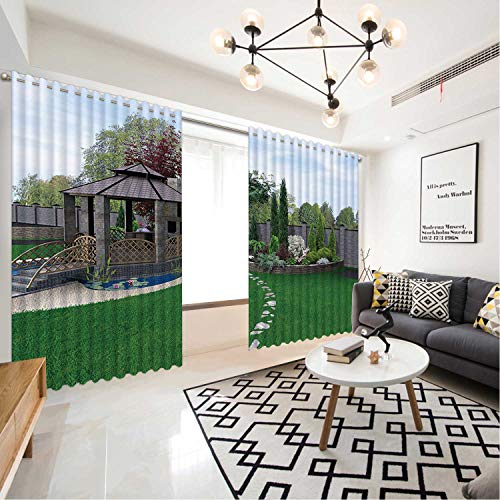 MOOCOM Alfresco Living AreaWindow Curtains 3D Render for Kids Room Curtains 63 inch Wide x 63 inch high