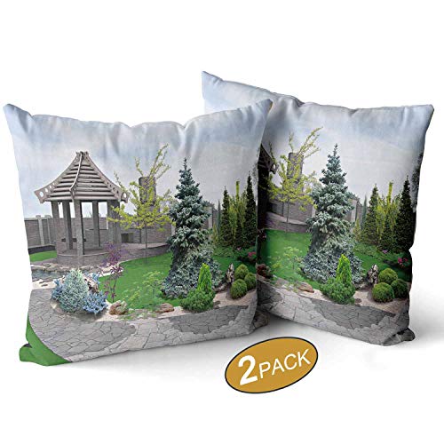 Nine City AA Alfresco Living AreaPillow Covers Super Soft Set of 2 3D Render Square Throw Pillow for Couch Sofa Cushion Covers 12 X 12