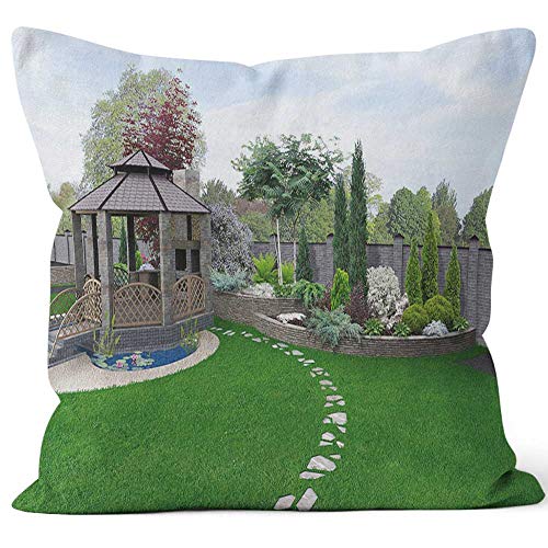 Nine City Alfresco Living Area Burlap Pillow Home Decor Throw Pillow Cover Cotton Linen CushionHD Printing for Couch Sofa Bedroom Livingroom Kitchen Car26 W by 26 L