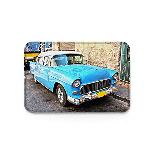 Gsypo Indoor Doormat for Front Door Entry Way Old Car on The Street Corner Door Mats Shoes Scraper Dirt Debris Mud Trapper Patio Rugs Low Profile Washable Carpet 18 x 30