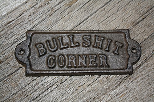 New 3 Cast Iron by YourLuckyDecor BULLSHIT CORNER Door Plaque Garden Sign Ranch Wall Decor Man Cave