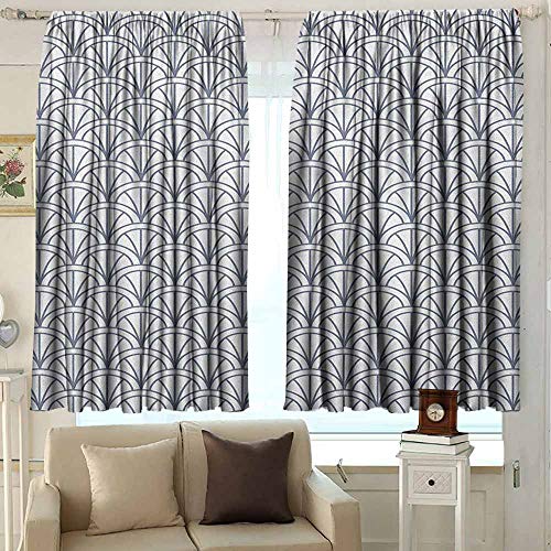 AFGG Outdoor Patio Curtains Geometric Seigaiha Pattern Overlapping Half Circles Ocean Wave Pattern Traditional Japanese for PatioFront Porch 55 W x 72 L Inches Grey White