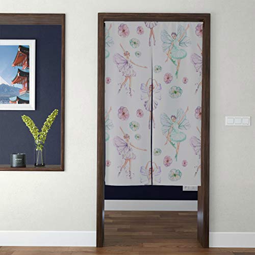 XJIXIANG Door Tapestry Japanese Patio Door Curtain Ballet Ballerina Girl 3D Print Teen Girls Bedroom Curtains for Home Decor Long Style