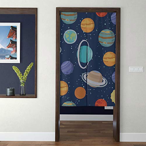 XJIXIANG Door Tapestry Japanese Patio Door Curtains Amazing Solar System Space 3D Print Door Side Curtain for Home Decor Long Style