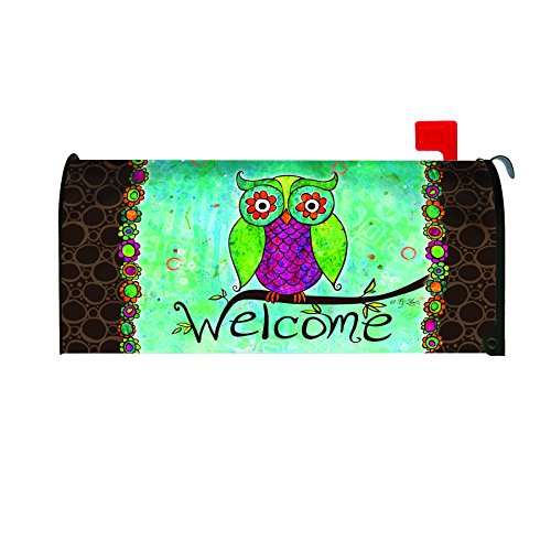 Toland Home Garden Rainbow Owl Decorative Mailbox Cover