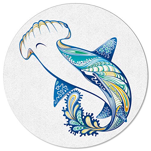 Round Area Rugs Baby Cushion 4 ft Modern Carpet Floor Cover Nursey Rugs for Kids Play RoomLiving Room Angel Cow Hammerhead Sand Sharks Mammals Species Nautical Graphic Sturdy Soft Kitchen Mat Rugs