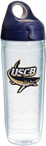 Tervis 1231687 USCB Sand Sharks Logo Insulated Tumbler with Emblem and Navy with Gray Lid 24oz Water Bottle Clear