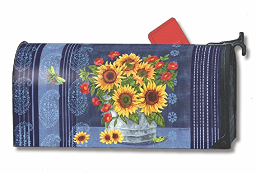 Denim Sunflowers LARGE MailWraps Magnetic Mailbox Cover 21440