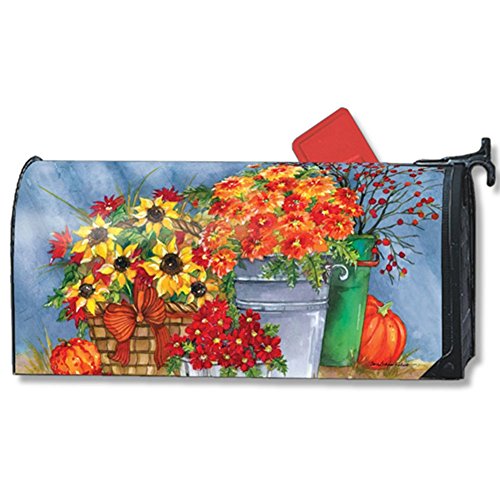 Mums the Word Fall Large Mailbox Cover Floral Pumpkins Autumn Oversized
