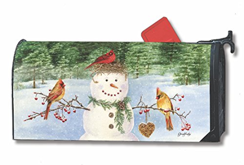 Snowman Birdfeeder Winter Large Mailbox Cover Oversized MailWraps