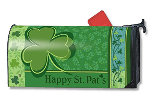 Happy St Pats Large Magnetic Mailbox Cover Oversized Mailwraps Shamrock