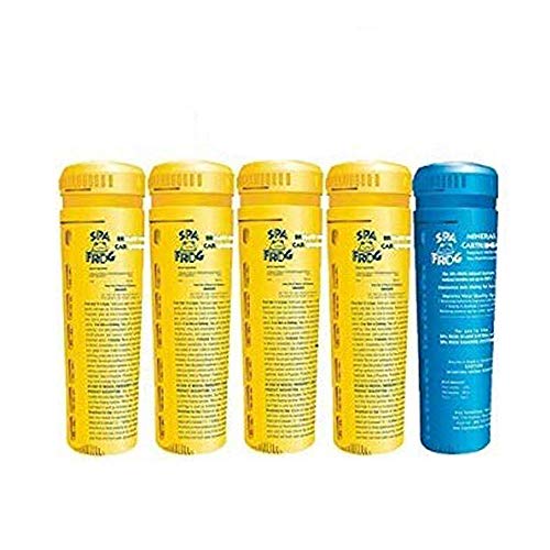 SPA FROG 5 Pack Replacement cartridges- 4 Bromine1 Mineral- Bundled with Pearsons Scumball Absorber