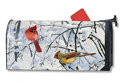 Winter Morning Cardinals Large MailWraps Magnetic Mailbox Cover