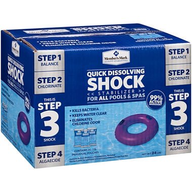 Members Mark Quick Dissolving Pool or Spa Shock 1 Lb Pouch Pack of 12