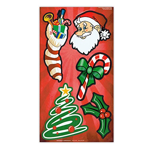 Crazy Sticker Guy Magnet Variety Pack 5 Magnets - Christmas Tree Candy Cane Santa Claus Holly - Refrigerators Cars Mailboxes Decoration - 35 to 575 Tall Each Magnet