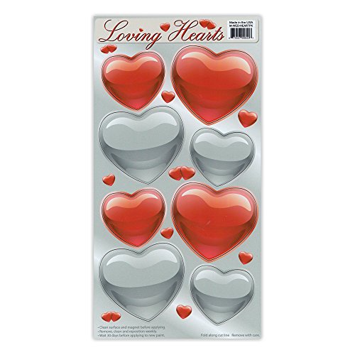 Crazy Sticker Guy Magnet Variety Pack 8 Magnets - Red and Silver Hearts Valentines Day - Refrigerators Cars Mailboxes Decoration - 225 to 3 Wide Each Heart