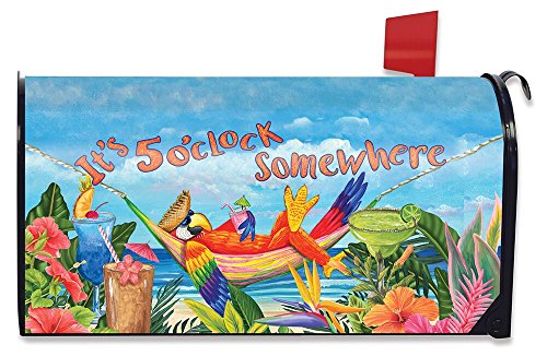 Briarwood Lane 5 Oclock Parrot Summer Large Magnetic Mailbox Cover Tropical Beach Oversized