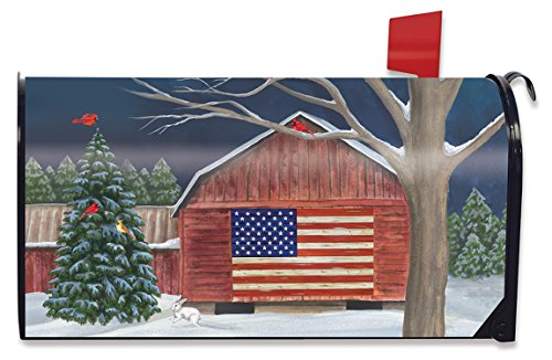 Briarwood Lane Barnside Winter Large Magnetic Mailbox Cover Patriotic Seasonal Oversized