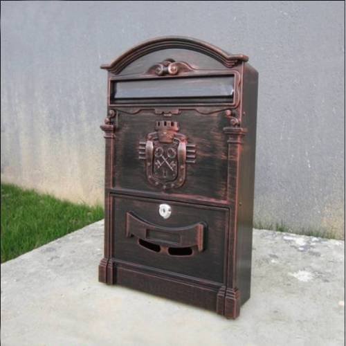 Vintage Russian Style Cast Aluminum Wall Mount Mailbox Mail Box W Lock Keys  Copper