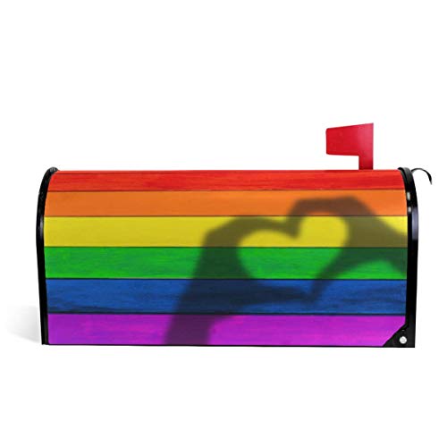Rainbow Gay Peace Pride Magnetic Mailbox Cover MailWraps Heart Love On Wooden Mailbox Wraps Post Box Garden Yard Home Decor for Outside Standard Size 208 L X 18 W