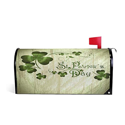St Patrick Day Shamrock Magnetic Mailbox Cover MailWraps Vintage Wooden Mailbox Wraps Post Box Garden Yard Home Decor for Outside Standard Size