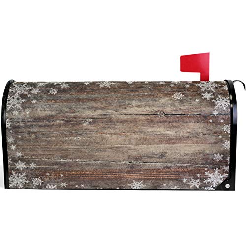 Wamika Christmas Snowflakes On Wooden Mailbox Cover Magnetic Standard Size Winter Snowflake Letter Post Box Cover Wrap Decoration Welcome Home Garden Outdoor 21 Lx 18 W