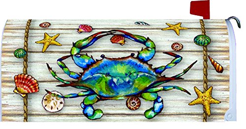 " Blue Crab Welcome " -mailbox Makover Cover - Vinyl With Magnetic Strips
