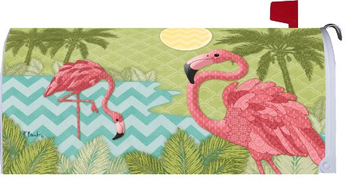 " Flamingo Island " - Mailbox Makeover Vinyl Magnetic Cover