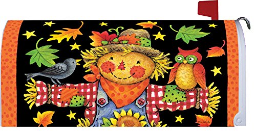 "scarecrow And Pumpkins" Fall Halloween Mailbox Makeover Cover - Vinyl With Magnetic Strips