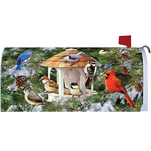 Winter Songbirds Mailbox Makover Cover - Vinyl With Magnetic Strips