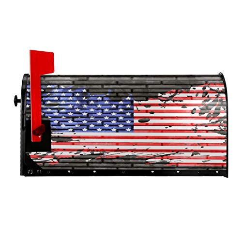 Cyloten Mailbox Cover American Flag Brick Wall Magnetic Mailbox Cover Non-Fading Home Decor Post Box Cover Weatherproof Welcome Letter Box Cover for Outdoor Garden Yard House 255x21 in