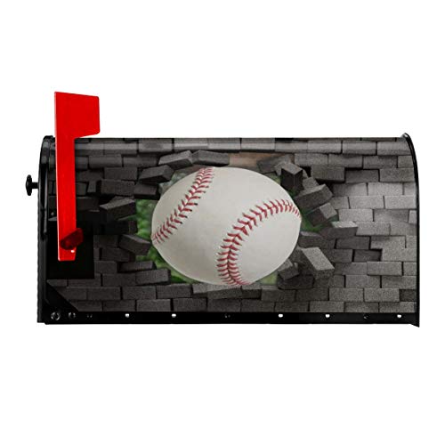 Kimisoy Magnetic Mailbox Cover Baseball On The Wall Decorative Mailwraps Vintage Mailbox Post Cover Standard Size Mailbox Cover Outside Farmhouse Garden 21x18 in