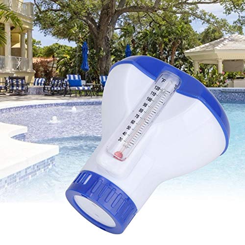 Chlorine Dispenser-Floating Swimming Pool Chemical Chlorine Dispenser with Thermometer Tablet Holder