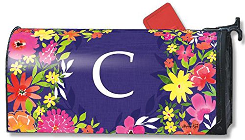 Pretty Petals Monogram C Magnetic Mailbox Cover Spring Floral Colorful Letter C