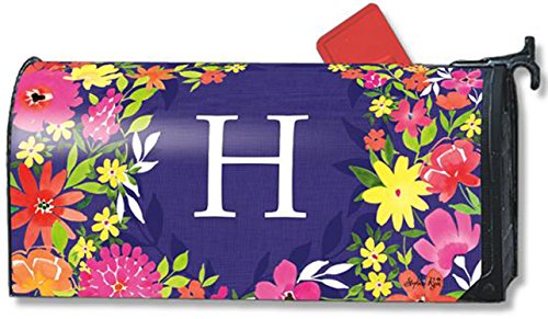 Pretty Petals Monogram H Magnetic Mailbox Cover Spring Floral Colorful Letter H