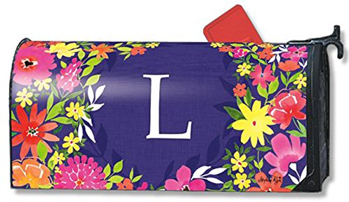 Pretty Petals Monogram L Magnetic Mailbox Cover Spring Floral Colorful Letter L