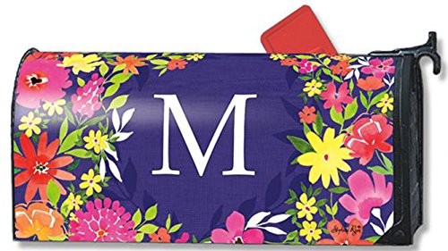 Pretty Petals Monogram M Magnetic Mailbox Cover Spring Floral Colorful Letter M