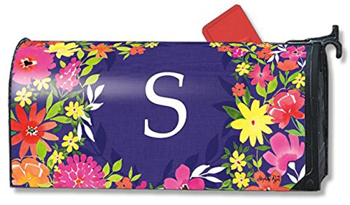 Pretty Petals Monogram S Magnetic Mailbox Cover Spring Floral Colorful Letter S