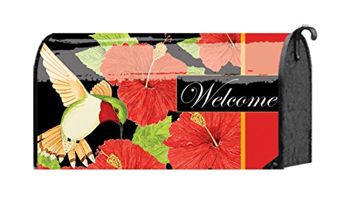 Hummingbird And Red Flowers Mailbox Cover