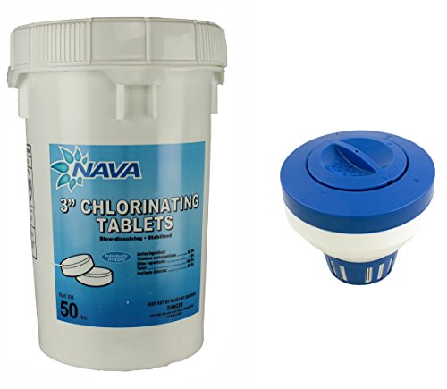 50 lb Bucket 3 PoolSpa Stabilized Chlorine Tablets  Floating Tablet Dispenser