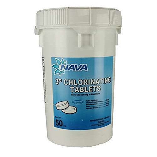 Nava 50 lbs Bucket 3 Swimming PoolSpa Stabilized Chlorine Tablets