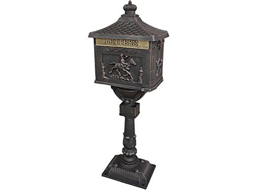 Giantex Heavy Duty Postal Box Security Aluminum Postpedestal Cast Mailbox Bronze Color Bronze Model