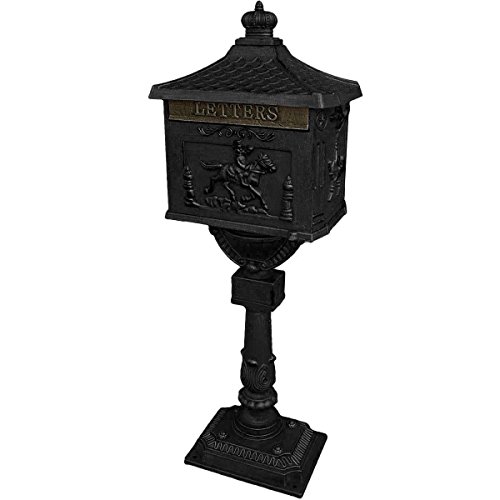 Mail Box Heavy Duty Mailbox Postal Box Security Cast Aluminum Vertical Pedestal black