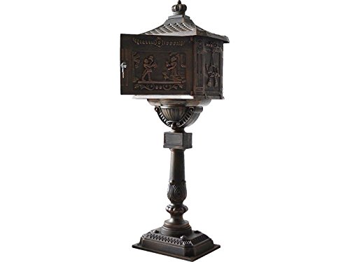 Mail Box Heavy Duty Mailbox Postal Box Security Cast Aluminum Vertical Pedestal bronze