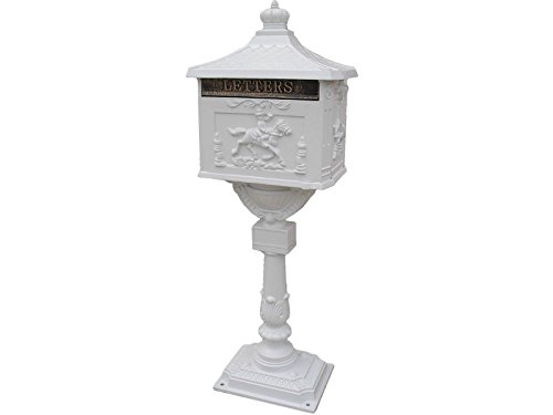 Mail Box Heavy Duty Mailbox Postal Box Security Cast Aluminum Vertical Pedestal white
