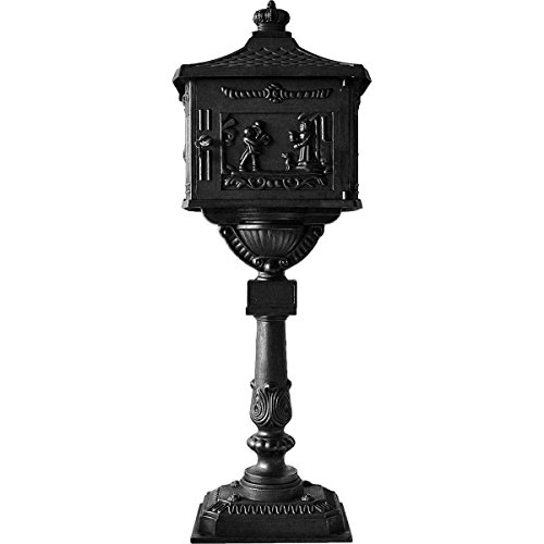 Tek Widget Heavy Duty Vertical Pedestal Postal Mailbox Black