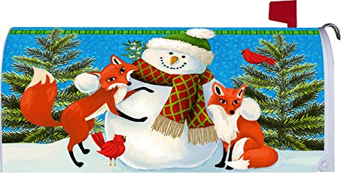&quot Snowman And Foxesquot - Magnetic Mailbox Makeover Cover - Winter Themed