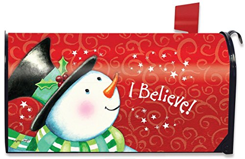 I Believe Magnetic Mailbox Cover Christmas Snowman Standard